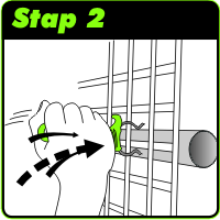 Attach Step 2 - Stike the scaffolding with the driver to attach the clip