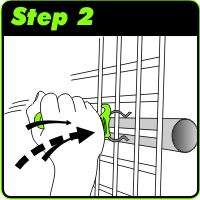 Attach Step 2 - Stike the scaffolding with the driver to attache the clip
